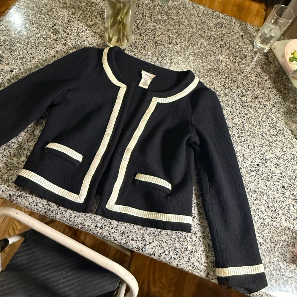 Chic Black and White Open Front Jacket